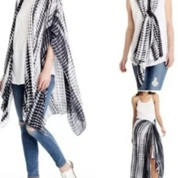 Anthropology Michael Stars Ruana Wrap Scarf Tie Dye Kimono - Picture 4 of 4